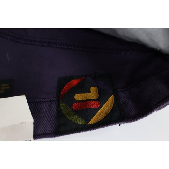 Deadstock Vintage 90s Fila Mens 36x34 Spell Out Baggy Skateboard Jeans Purple - Picture 8 of 13